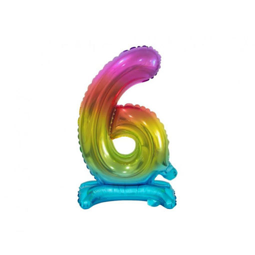 Picture of STANDING FOIL BALLOON 6 RAINBOW 38CM